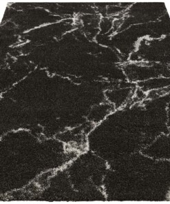 Hoogpolig vloerkleed marble Mayrin - zwart/crème - overzicht schuin, thumbnail Hoogpolig vloerkleed marble Mayrin - zwart/crème - overzicht schuin, thumbnail