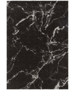Hoogpolig vloerkleed marble Mayrin - zwart/crème - overzicht boven