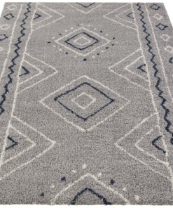 Hoogpolig vloerkleed Disa - grijs - overzicht schuin, thumbnail