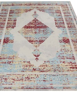 Modern vintage vloerkleed Adora - grijs/meerkleurig - overzicht schuin, thumbnail