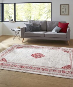 Modern vloerkleed Canela - zilver/rood - sfeer