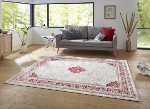 Modern vloerkleed Canela - zilver/rood - sfeer
