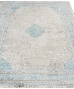 Modern vloerkleed Canela - zilver /Turquoise - overzicht schuin, thumbnail