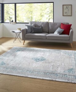 Modern vloerkleed Canela - zilver /Turquoise - sfeer