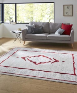 Modern vintage vloerkleed Alba - zilver/rood - sfeer