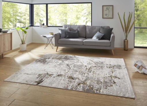 Modern vloerkleed Dayron - zilver/goud - sfeer