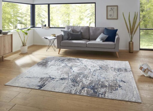 Modern vloerkleed Dayron - zilver/blauw - sfeer