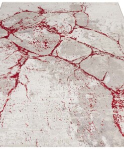 Modern vloerkleed Dayron - zilver/rood - overzicht schuin, thumbnail Modern vloerkleed Dayron - zilver/rood - overzicht schuin, thumbnail