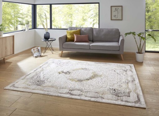 Modern oosters vloerkleed Alain - zilver/goud - sfeer