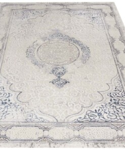 Modern oosters vloerkleed Alain - zilver/blauw - overzicht schuin, thumbnail