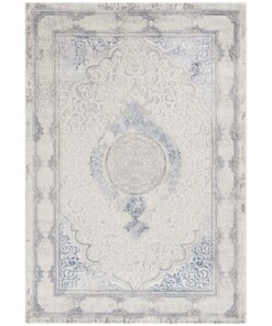 Modern oosters vloerkleed Alain - zilver/blauw - overzicht boven, thumbnail