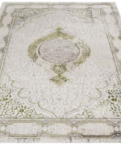 Modern oosters vloerkleed Alain - zilver/groen - overzicht schuin, thumbnail Modern oosters vloerkleed Alain - zilver/groen - overzicht schuin, thumbnail