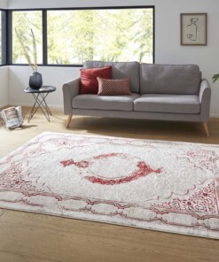 Modern oosters vloerkleed Alain - zilver/rood - sfeer