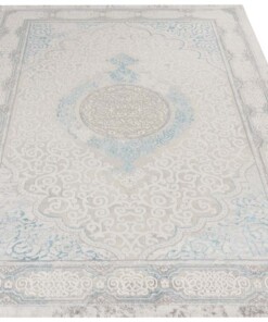 Modern oosters vloerkleed Alain - zilver/turquoise - overzicht schuin, thumbnail Modern oosters vloerkleed Alain - zilver/turquoise - overzicht schuin, thumbnail