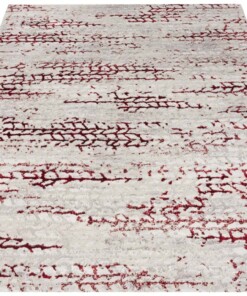 Modern vloerkleed Delio - zilver/rood - overzicht schuin, thumbnail