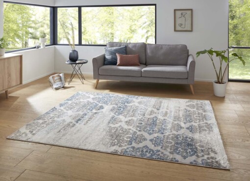 Modern vloerkleed Eloy - zilver/donkerblauw - sfeer