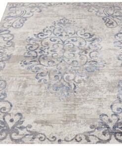 Modern vloerkleed Jenaro - zilver/donkerblauw - overzicht schuin, thumbnail