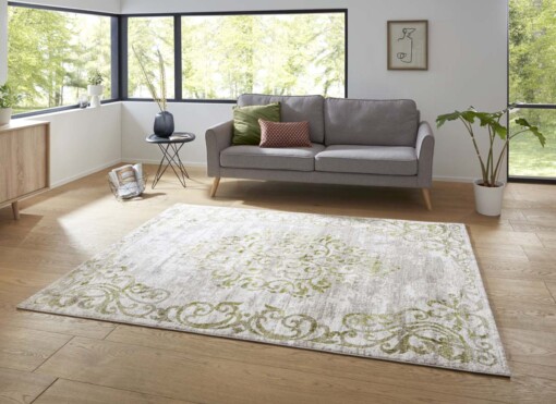 Modern vloerkleed Jenaro - zilver/groen - sfeer