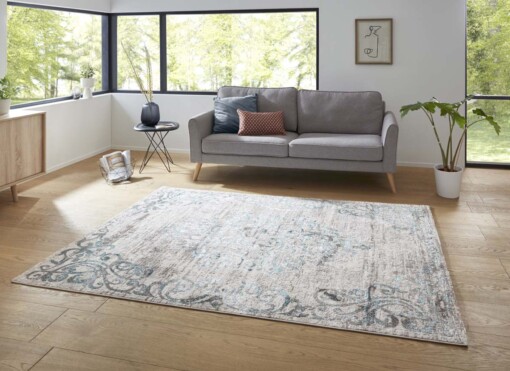 Modern vloerkleed Jenaro - zilver/turquoise - sfeer