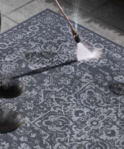 Binnen & buiten vloerkleed vintage Malaga - grijs/crème - close up materiaal, thumbnail Binnen & buiten vloerkleed vintage Malaga - grijs/crème - close up materiaal, thumbnail