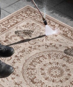 Binnen & buiten vloerkleed vintage Sevilla - crème/lichtbruin - close up materiaal, thumbnail Binnen & buiten vloerkleed vintage Sevilla - crème/lichtbruin - close up materiaal, thumbnail