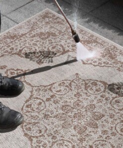 Binnen & buiten vloerkleed vintage Edinburgh - crème/lichtbruin - close up materiaal, thumbnail Binnen & buiten vloerkleed vintage Edinburgh - crème/lichtbruin - close up materiaal, thumbnail