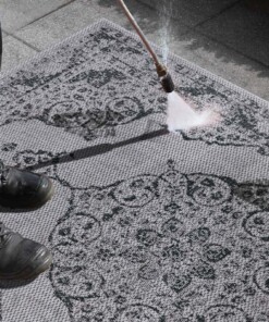 Binnen & buiten vloerkleed vintage Edinburgh - zilver/grijs - close up materiaal, thumbnail Binnen & buiten vloerkleed vintage Edinburgh - zilver/grijs - close up materiaal, thumbnail