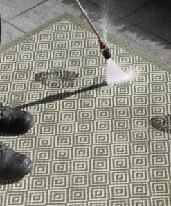 Binnen & buiten vloerkleed ruiten Oslo - groen/crème - close up materiaal, thumbnail Binnen & buiten vloerkleed ruiten Oslo - groen/crème - close up materiaal, thumbnail