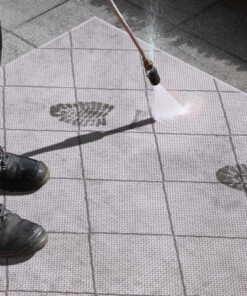 Binnen & buiten vloerkleed ruiten Parijs - zilver/grijs - close up materiaal, thumbnail