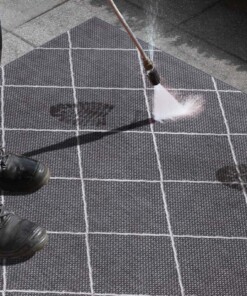 Binnen & buiten vloerkleed ruiten Parijs - grijs/zilver - close up materiaal, thumbnail