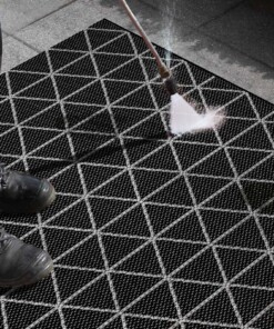 Binnen & buiten vloerkleed Geo -  zwart/crème - close up materiaal, thumbnail Binnen & buiten vloerkleed Geo -  zwart/crème - close up materiaal, thumbnail