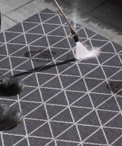 Binnen & buiten vloerkleed Geo -  grijs/zilver - close up materiaal, thumbnail