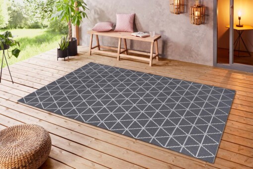 Binnen & buiten vloerkleed Geo -  grijs/zilver - sfeer