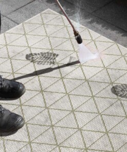 Binnen & buiten vloerkleed Geo -  crème/groen - close up materiaal, thumbnail Binnen & buiten vloerkleed Geo -  crème/groen - close up materiaal, thumbnail