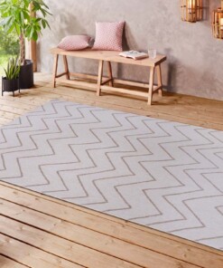 Binnen & buiten vloerkleed zigzag Venetië - crème/lichtbruin - sfeer