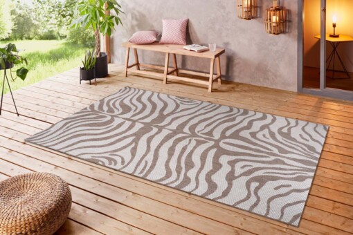 Binnen & buiten vloerkleed Zebra - lichtbruin/crème - sfeer