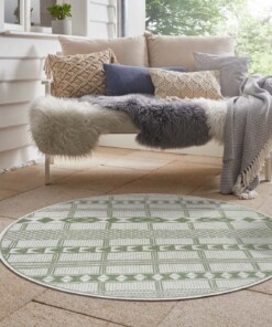 Rond binnen & buiten vloerkleed Boho - groen/crème - sfeer