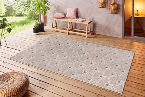 Binnen & buiten vloerkleed Paauw - lichtbruin/crème - sfeer