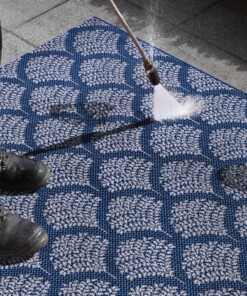 Binnen & buiten vloerkleed Forest - blauw/crème - close up materiaal, thumbnail