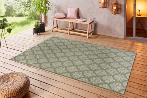 Binnen & buiten vloerkleed Forest - groen/crème - sfeer