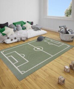 Kinderkamer vloerkleed Voetbalveld - groen/zwart - sfeer