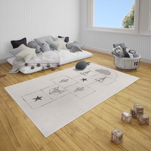 Kinderkamer vloerkleed Hink-Stap-Sprong - crème/zwart - sfeer