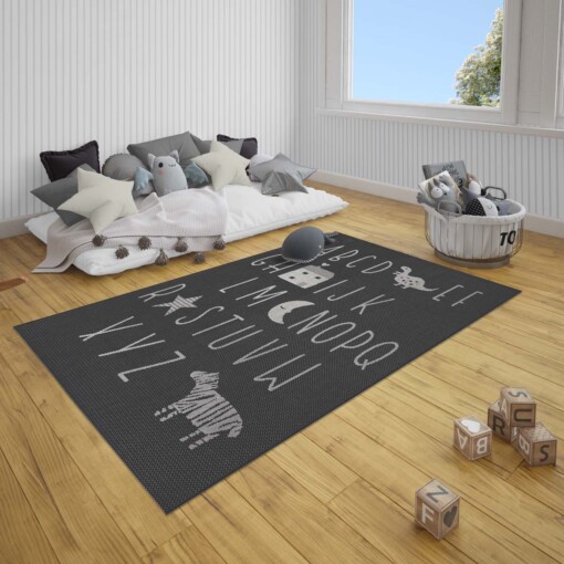 Kinderkamer vloerkleed Alfabet - zwart/crème - sfeer