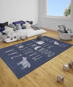 Kinderkamer vloerkleed Alfabet - blauw/crème - sfeer, thumbnail