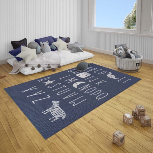 Kinderkamer vloerkleed Alfabet - blauw/crème - sfeer