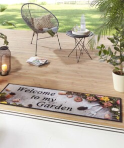 Loper "Welcome to my Garden" - grijs/multi - sfeer, thumbnail