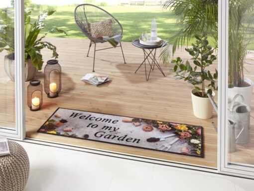 Loper "Welcome to my Garden" - grijs/multi - sfeer