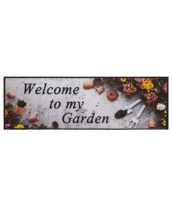 Loper "Welcome to my Garden" - grijs/multi - overzicht boven, thumbnail