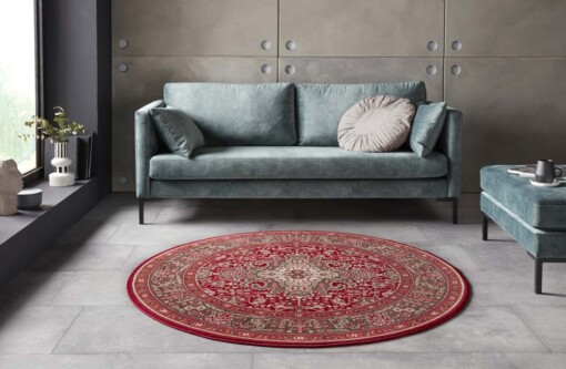 Klassiek vloerkleed rond Medaillion - rood - sfeer