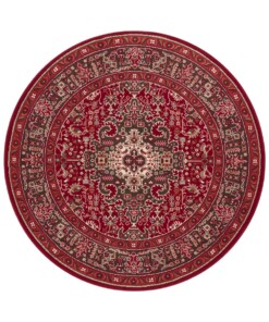 Klassiek vloerkleed rond Medaillion - rood - overzicht boven